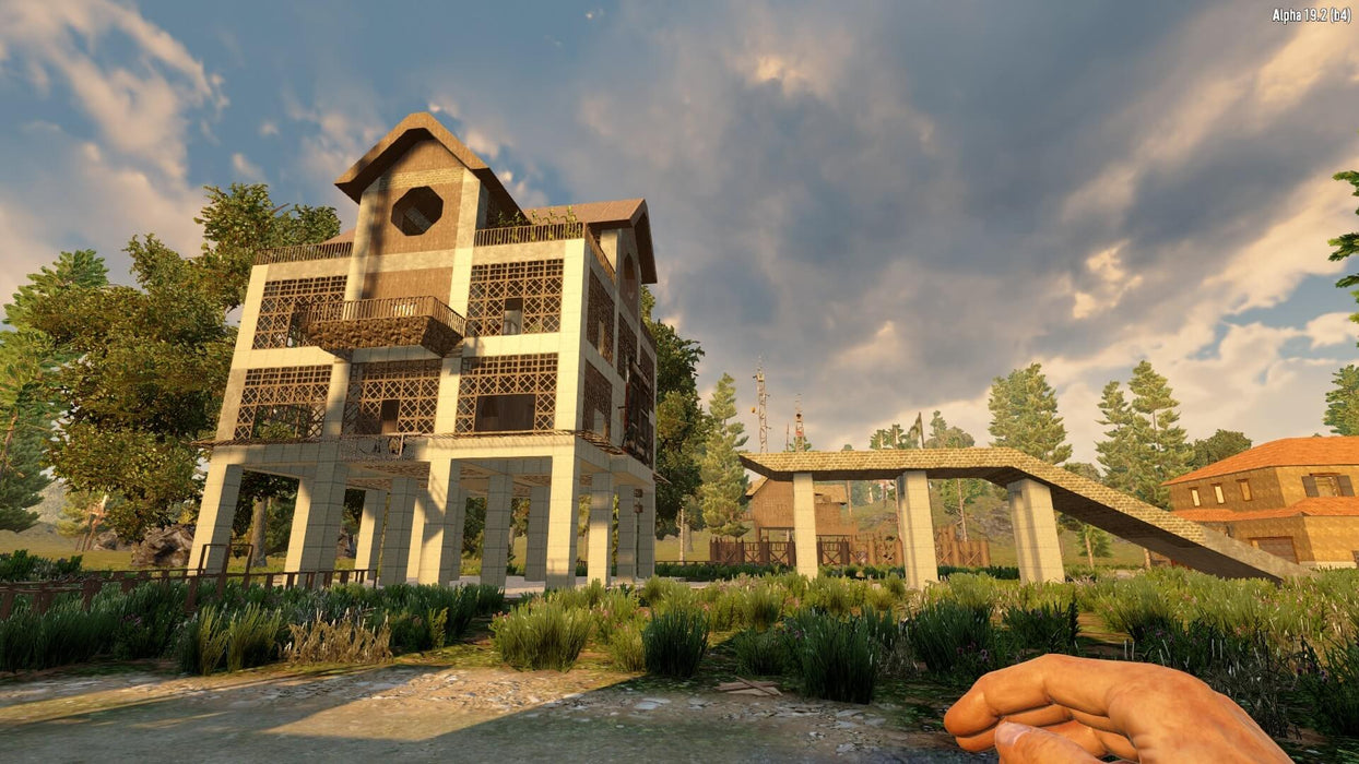  Days to Die custom-built player base featuring unique architecture and defense structures. Purchase your Steam activation Key at RushGame.co to start building your ultimate zombie-proof fortress