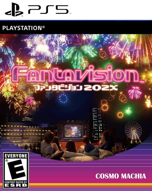 Official cover art for Fantavision 202X on PlayStation 5, featuring vibrant fireworks lighting up the night sky as a group watches from a cozy setting. Buy your Fantavision 202X PS5 CD Key instantly at RushGame.co for fast digital delivery