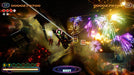 Gameplay screenshot - Fantavision 202X PS5 gameplay screenshot featuring breathtaking fireworks bursting against a deep space background with planets and futuristic structures. Purchase your digital game key now at RushGame.co and immerse yourself in the action