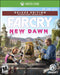 Cover art for Far Cry: New Dawn Deluxe Edition on Xbox One, featuring the twin antagonists Mickey and Lou in a vibrant post-apocalyptic setting. Get your Xbox digital activation key now at RushGame.co and fight for survival in a transformed Hope County