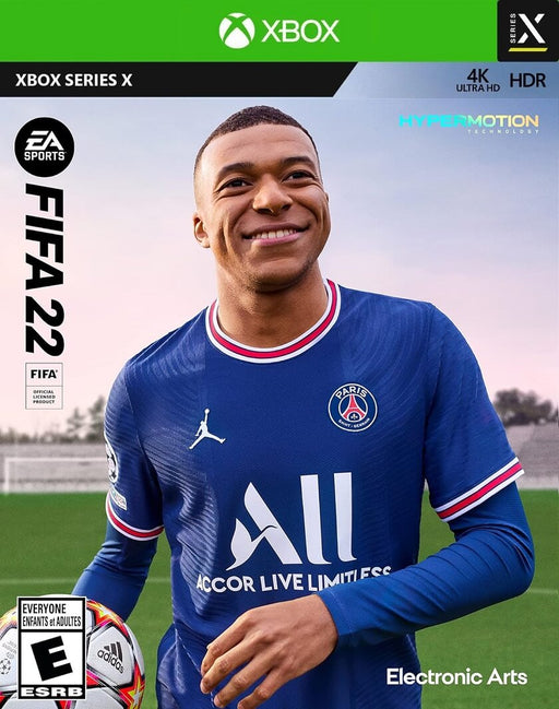 FIFA 22 Xbox Series X cover art featuring Kylian Mbappé
"Official cover of FIFA 22 for Xbox Series X, featuring PSG star Kylian Mbappé. Experience HyperMotion technology, ultra-realistic gameplay, and advanced AI. Get your FIFA 22 Xbox Series X/S digital key instantly at RushGame.co