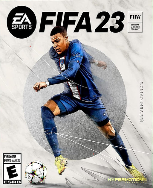 Official FIFA 23 EA Play Origin cover featuring Kylian Mbappé in a dynamic pose. Get your FIFA 23 PC Origin CD Key now at RushGame.co and experience the most advanced football simulation with HyperMotion2 technology