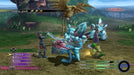 Dynamic gameplay screenshot from Final Fantasy X/X-2 HD Remaster, showing Yuna, Paine, and Tonberry engaged in strategic turn-based combat. Get your digital Steam CD Key now at RushGame.co