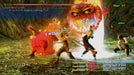 Gameplay screenshot - Exciting combat scene from Final Fantasy XII The Zodiac Age, showing Vaan, Balthier, and Fran battling the fiery King Bomb boss. Buy your instant Steam CD key at RushGame.co
