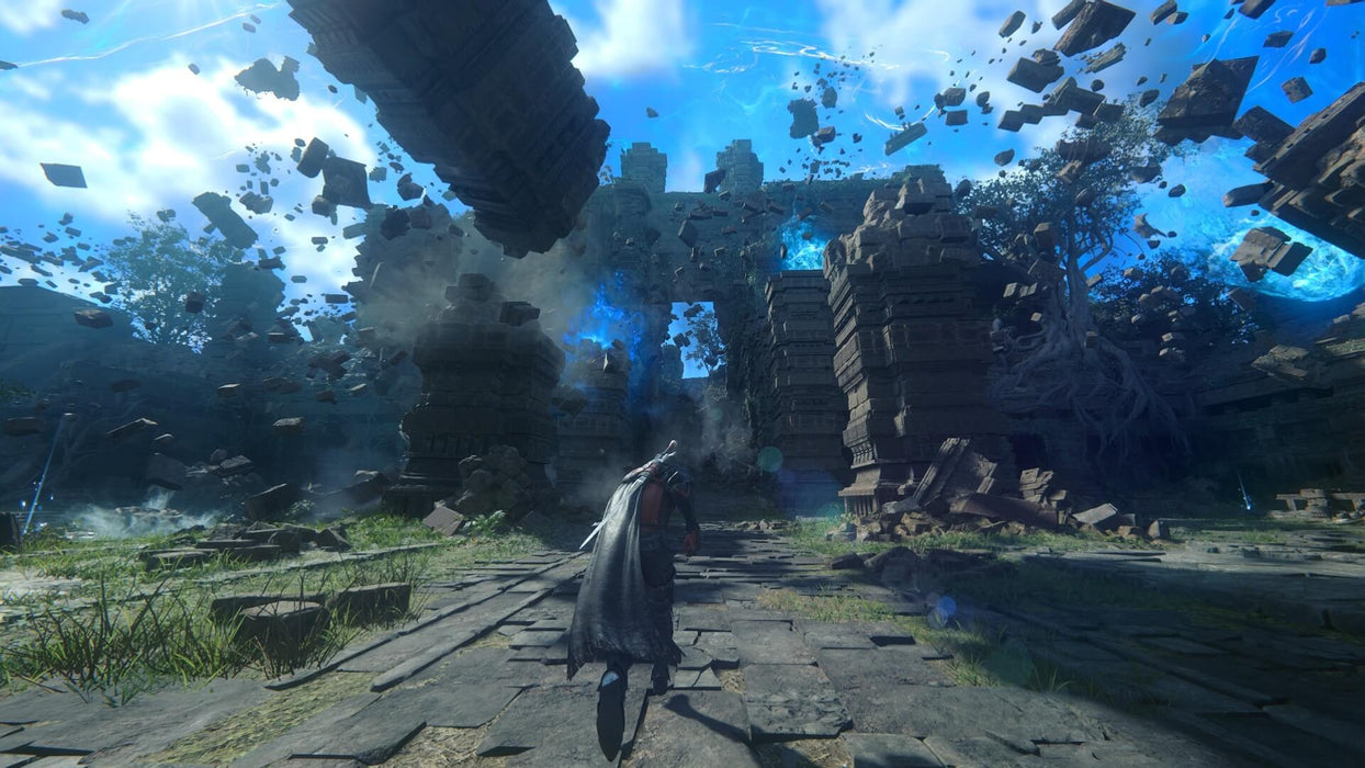 Dynamic gameplay image from Final Fantasy XV: Pocket Edition HD, depicting Noctis exploring a collapsing environment full of epic visual effects. Secure your Xbox One game key now at RushGame.co