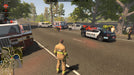 In-game screenshot of Flashing Lights on PC Steam, depicting emergency responders coordinating at the scene of a serious road accident with police, fire trucks, and ambulances. Activate your Flashing Lights CD Key instantly from RushGame.co and take command of crucial rescue missions