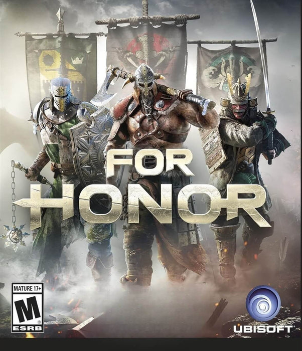 Official cover artwork of For Honor for PC, featuring medieval knights, fierce vikings, and skilled samurai warriors. Buy your Ubisoft Connect CD Key now at RushGame.co for instant digital delivery