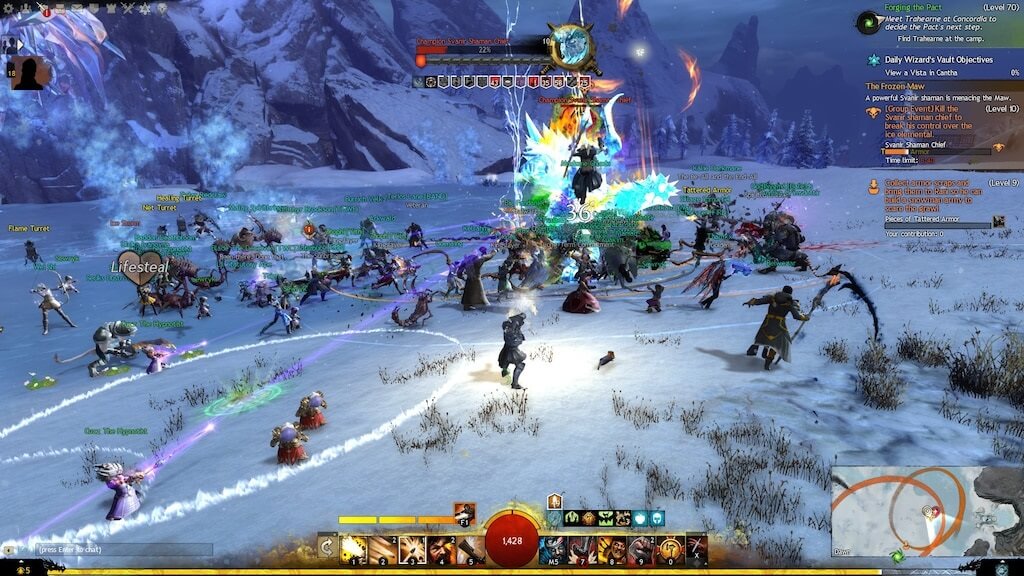 guild wars 2 pc video game - fighting in snow 