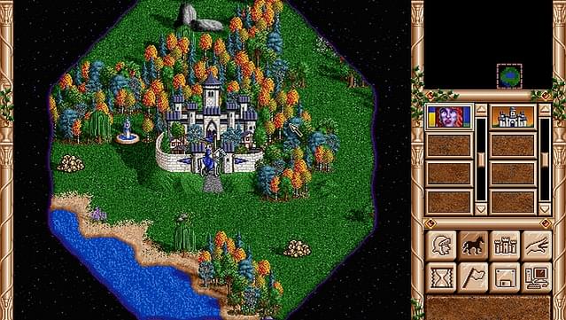 Heroes of Might and Magic 2: Gold - Castle by the river in a picturesque landscape