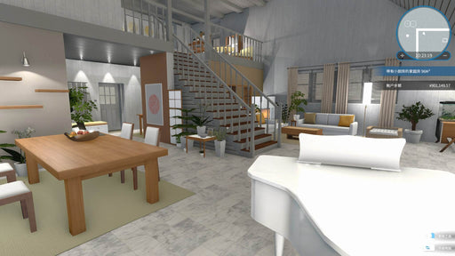 House Flipper PC Steam - Large living room with a white grand piano