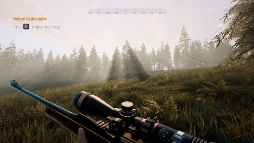 Hunting Simulator 2 xbox screenshot - Main character in a forest with a long hunting rifle