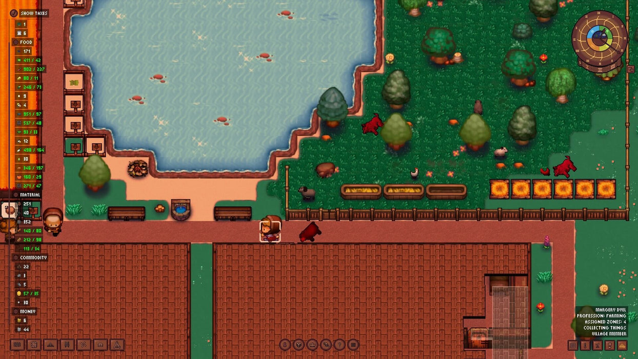 A farming scene by the water, as villagers tend to their land in Lords and Villeins PC Steam Key. Purchase your Steam game codes for Lords and Villeins at RushGame.co for the best deals