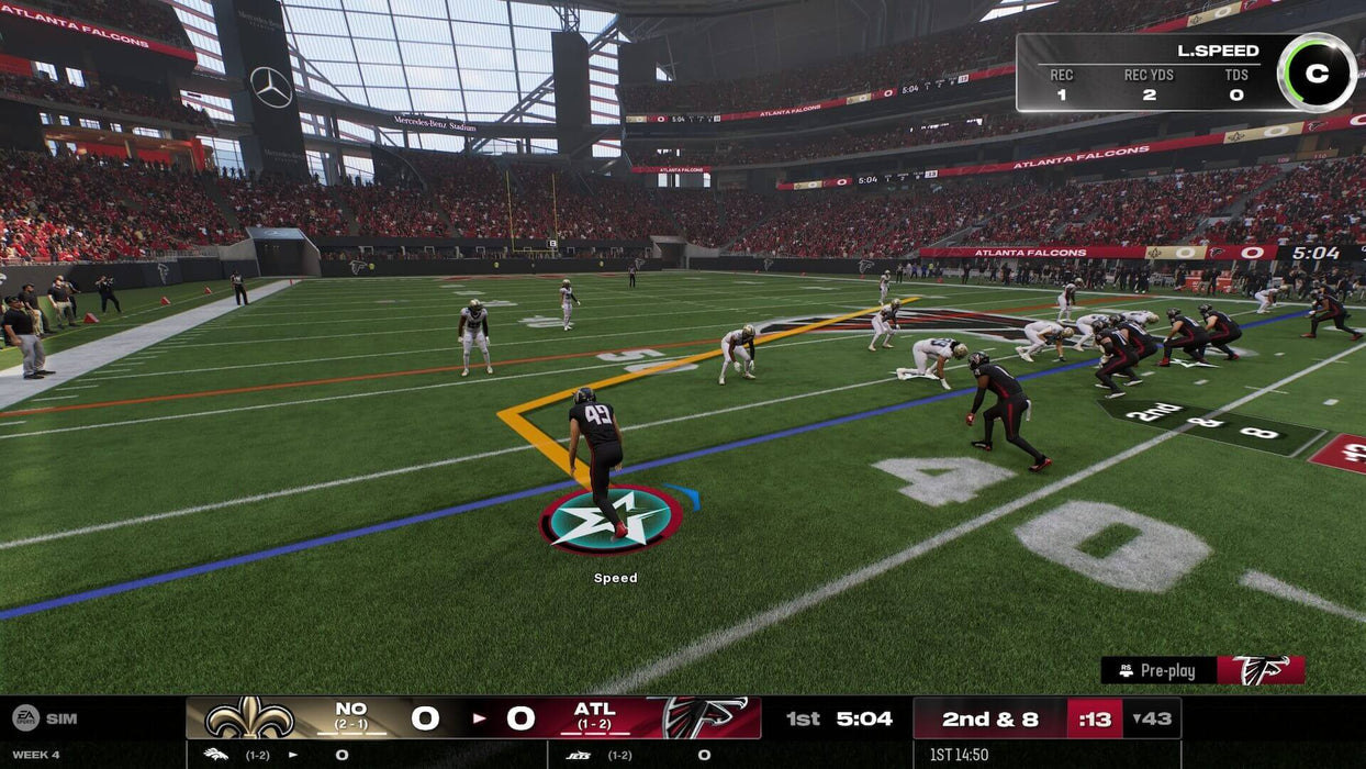 In-Game Screenshot 3 - Close-up of a strategic offensive play in Madden NFL 25 for PS5, featuring realistic graphics and immersive gameplay. Buy your digital key for Madden NFL 25 on PlayStation 5 at RushGame.co today