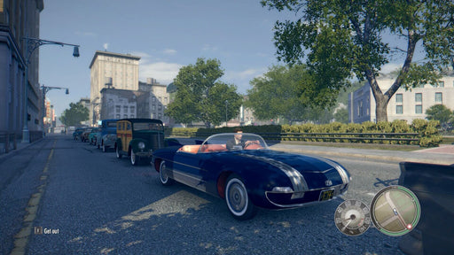 A classic convertible driving through the bustling streets of Empire Bay in Mafia II Definitive Edition PC Steam. Buy Mafia II Definitive Edition on Steam at RushGame.co for an authentic open-world mobster experience