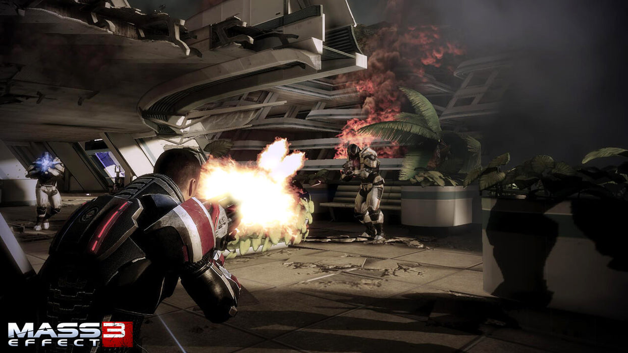 An action-packed firefight erupts in Mass Effect 3 on PC EA Play, as Commander Shepard battles Cerberus troops. Experience the thrilling combat by purchasing Mass Effect 3 at RushGame.co