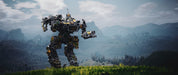 Massive mech standing tall in an open battlefield, ready for combat in MechWarrior 5: Mercenaries on PC. Find game keys at RushGame.co