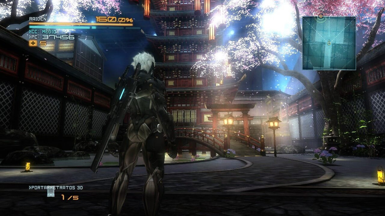 Experience the fast-paced action in Metal Gear Rising: Revengeance on PC Steam, as Raiden stands ready with his blade amidst beautiful cherry blossoms. Purchase the game now at RushGame.co and immerse yourself in the thrilling cybernetic combat.