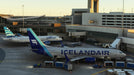 Microsoft Flight Simulator Deluxe Bundle Xbox gameplay showing detailed Icelandair and JetBlue planes at a terminal – Explore realistic airport environments with highly detailed aircraft models like Icelandair and JetBlue in Microsoft Flight Simulator Deluxe Bundle. Buy your Xbox game key now at RushGame.co