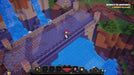 A hero crosses a bridge over a river during a mission in Minecraft Dungeons Xbox PC Windows 10 key. Game available for purchase at RushGame.co