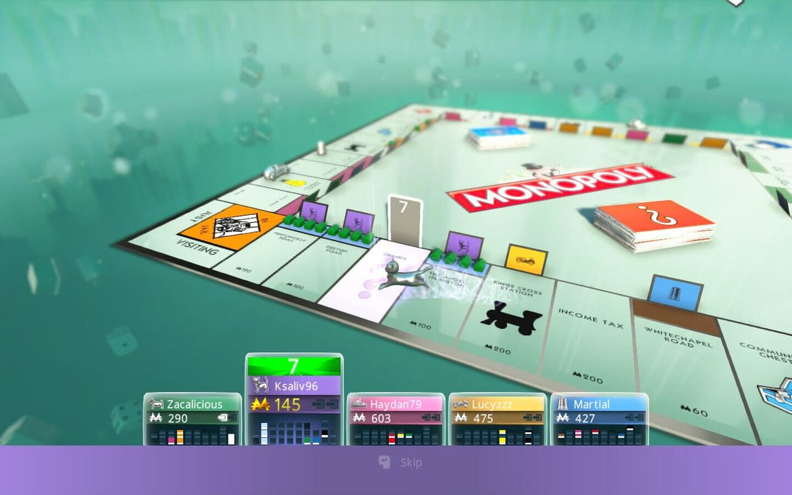 Monopoly Plus Xbox gameplay with players advancing on the board – A game in progress in Monopoly Plus on Xbox, with several players advancing across different board spaces. Vibrant colors and smooth animations bring the traditional board game to life in this exciting edition. Available at RushGame.co 