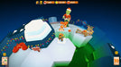 A festive holiday-themed level in My Little Universe where a character interacts with a Christmas gift pile. Snow-covered structures and colorful lights create a winter wonderland atmosphere. Unlock this fun experience with a Steam game code from RushGame.co