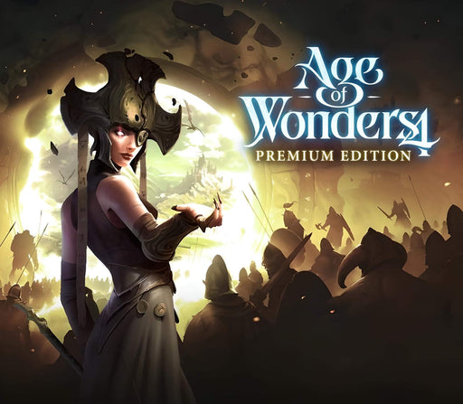 Age of Wonders 4 Premium Edition PC Steam CD Key – Official game cover featuring a mysterious sorceress in a dark fantasy setting. Buy now at RushGame.co for instant delivery!