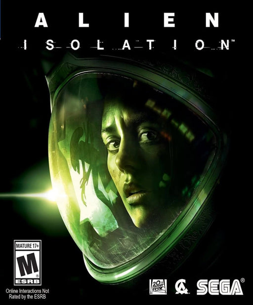 Official cover art for Alien: Isolation on PC Steam, featuring Amanda Ripley with a fearful expression inside a space helmet. Get your Steam CD key now at RushGame.co and uncover the secrets of Sevastopol Station.