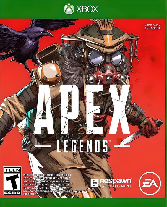 Apex Legends Bloodhound Edition cover art for Xbox One, highlighting Bloodhound’s exclusive skin and signature raven companion. Get your digital key instantly at RushGame.co