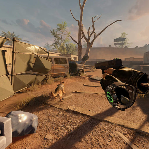 Arizona Sunshine 2 PC Steam CD Key - VR Gameplay with Companion Dog
Experience immersive zombie survival in Arizona Sunshine 2 for Steam VR. The image showcases a first-person shooter perspective with a dog companion exploring a post-apocalyptic wasteland