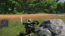 Arma 3 Jungle Warfare – A soldier in full tactical gear takes cover behind a rock, aiming an anti-tank rocket launcher in a dense jungle environment. Engage in strategic combat operations—grab your Arma 3 PC Steam CD Key today at RushGame.co and command elite military forces.