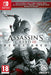 The official cover art for Assassin's Creed 3 Remastered on Nintendo Switch, featuring Connor Kenway in an intense battle scene with an American flag in the background. Get your Assassin's Creed 3 Remastered CD Key for Switch at RushGame.co and experience the revolution in stunning remastered quality