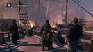  A dramatic ship battle in Assassin’s Creed Rogue, with flames lighting up the battlefield at sea. Engage in epic naval warfare with your Ubisoft Connect key from RushGame.co.
