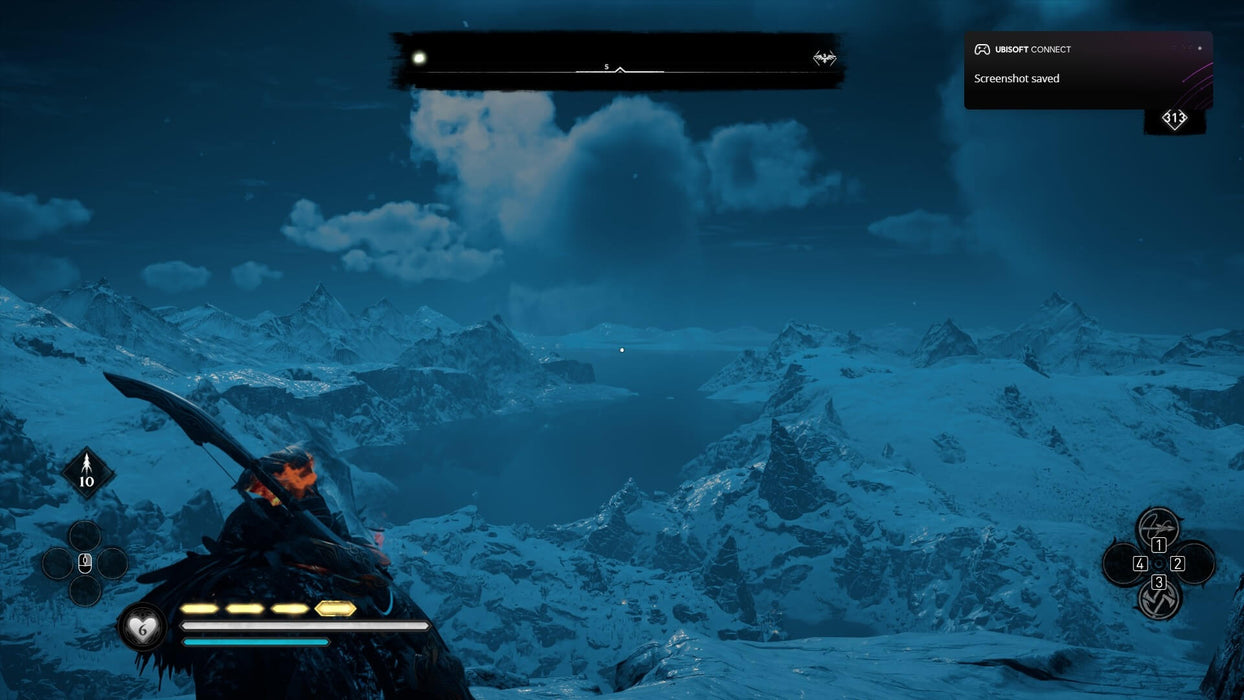 A Viking warrior stands atop a frozen mountain, gazing at the starry night sky in Assassin's Creed Valhalla. Embark on an epic Norse adventure with an Assassin's Creed Valhalla Ubisoft Connect CD Key (US), available now at RushGame.co for instant activation