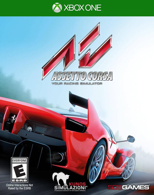 The official cover art for Assetto Corsa on Xbox One, showcasing a red Ferrari LaFerrari accelerating on a blurred road. Purchase your Assetto Corsa Xbox One Digital Code from RushGame.co and dive into the world of competitive racing.