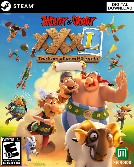 The official cover of Asterix & Obelix XXXL: The Ram from Hibernia for PC on Steam, featuring the iconic Gaulish duo in an action-packed adventure. Get your digital game key instantly at RushGame.co and join the fun!