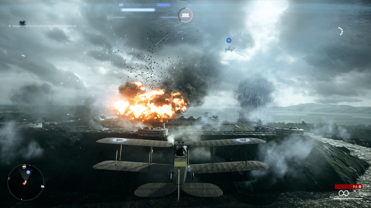 In-Game Screenshot 3 (Battlefield 1 PC EA Play Origin CD Key)
"An epic dogfight scene in Battlefield 1, featuring a WWI-era biplane engaging in aerial combat over a battlefield engulfed in smoke and fire. Get your Battlefield 1 PC EA Play Origin CD Key at RushGame.co and take part in intense multiplayer battles.
