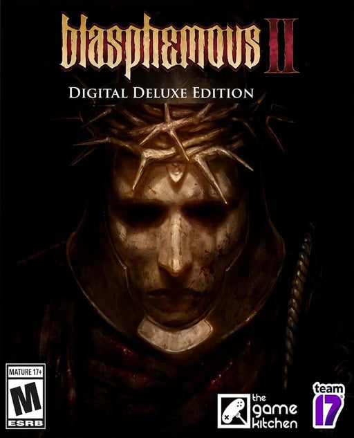 Blasphemous 2 Deluxe Edition PC Steam CD Key - Cover Art
A haunting cover of Blasphemous 2 Deluxe Edition for PC Steam, featuring a solemn masked figure with a bloodied crown of thorns, evoking the game's dark and gothic atmosphere. Get your digital key at RushGame.co