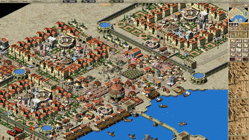 Image from Caesar III (PC, GOG) - rushgame.co
An aerial view of a bustling Roman city in Caesar III, featuring a massive coliseum, government buildings, and lush residential quarters surrounded by defensive walls. Get your Caesar III PC GOG CD Key at RushGame.co and master urban planning in this iconic strategy game