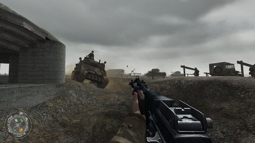 Call of Duty 2 Gameplay – Normandy Landing
A first-person perspective of the D-Day landings in Call of Duty 2, showcasing a soldier aiming a machine gun while Allied tanks advance under a cloudy sky. Get your Call of Duty 2 Steam Key at RushGame.co for an authentic WWII shooter experience.

