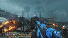 Screenshot  – A dramatic battle scene in Call of Duty: Black Ops III Zombies Chronicles Edition, where the player faces massive robotic giants while wielding a glowing blue weapon. Purchase your Black Ops III Zombies Chronicles digital code at RushGame.co and fight hordes of zombies in classic reimagined maps