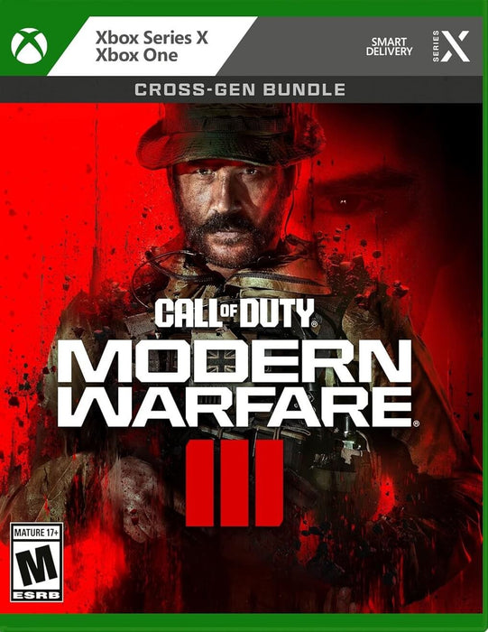 The official cover art for Call of Duty: Modern Warfare III Cross-Gen Bundle on Default Title and Default Title, featuring an intense close-up of Captain Price with a red background. Get your digital activation key instantly at RushGame.co and experience high-octane action with cross-platform multiplayer gameplay