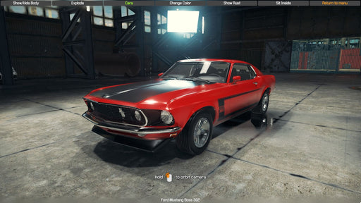 Gameplay screenshot Classic Ford Mustang Boss 302 in the garage)
A beautifully restored red Ford Mustang Boss 302 in Car Mechanic Simulator on Xbox One, displayed in a detailed garage. Restore, repair, and customize classic cars—get your game key at RushGame.co!