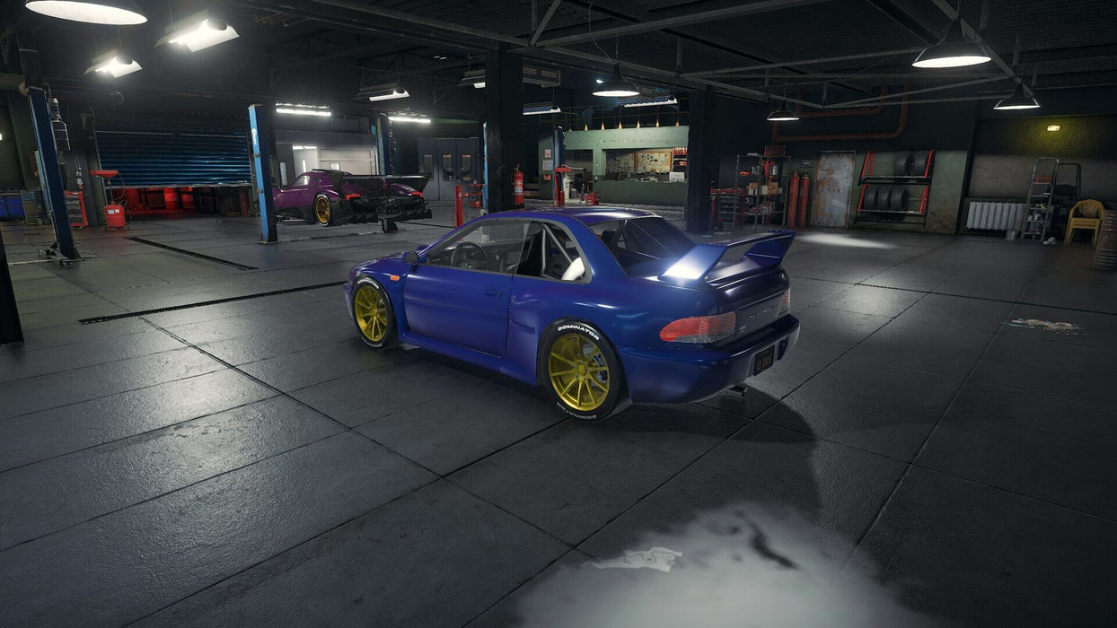 Gameplay screenshot - Blue rally subaru in the workshop
A blue rally car with gold wheels inside a fully equipped workshop in Car Mechanic Simulator on Xbox One. Upgrade and tune cars to perfection—get your Xbox digital CD key at RushGame.co!