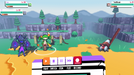 Gameplay Screenshot 1 – This in-game screenshot from Cassette Beasts depicts a battle scene with a party of creatures engaging in strategic combat in a vibrant, pixel-art world. Buy Cassette Beasts PC Steam digital key at RushGame.co and experience this innovative turn-based RPG with monster fusion mechanics