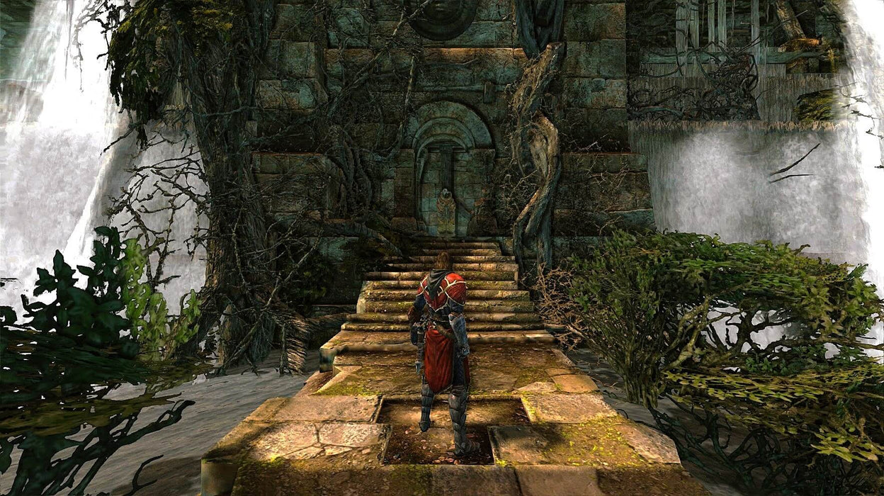Castlevania: Lords of Shadow - Ultimate Edition In-Game Screenshot (3)
The game's protagonist, Gabriel Belmont, stands before an ancient temple entrance, surrounded by waterfalls and overgrown vegetation, in Castlevania: Lords of Shadow - Ultimate Edition. Purchase your Castlevania: Lords of Shadow - Ultimate Edition Steam Key at RushGame.co and experience the legendary battle against the forces of darkness