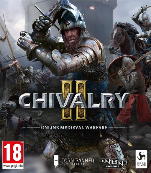 cover art for Chivalry 2, featuring a battle-hardened knight wielding a sword in the midst of intense medieval warfare. Get your Chivalry 2 PC Epic Games CD Key now on RushGame.co and experience brutal, large-scale combat in this online medieval warfare game