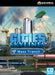 The cover art for Cities: Skylines - Mass Transit DLC, featuring futuristic city buildings, monorails, blimps, and a highway interchange in the background. Get your Cities: Skylines - Mass Transit Steam CD Key at RushGame.co and expand your city's transportation network today