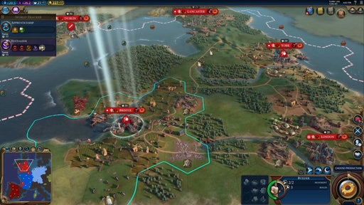  In-game action from Civilization VI: Gathering Storm DLC, displaying cities, units, and lush terrain with rivers and forests. Purchase your Civilization VI Gathering Storm DLC Steam key from RushGame.co for the best deals and instant code access