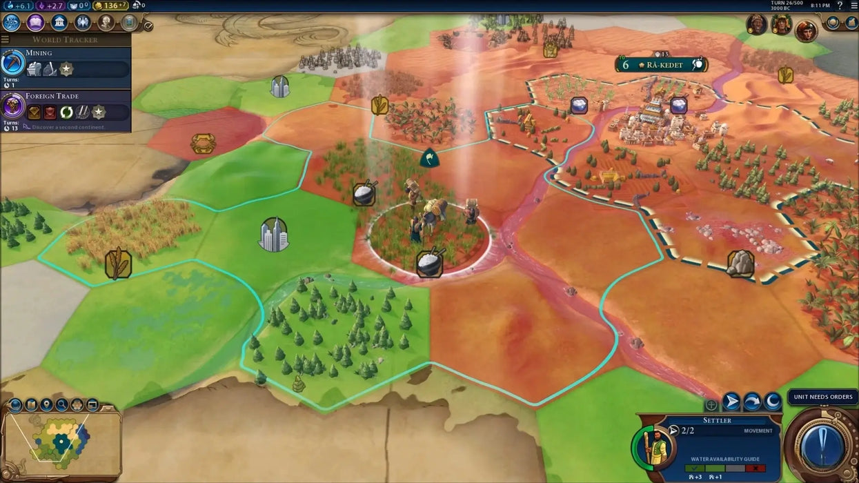 In-game screenshot from Civilization VI showing early exploration with a warrior unit on the map. Discover the strategic gameplay of Civilization 6 and get your Steam key instantly at RushGame.co