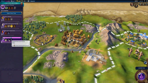 Civilization VI US version in-game screenshot with the player choosing civics and developing their empire. Buy your Civilization VI Steam Key (US) on RushGame.co for immediate code delivery